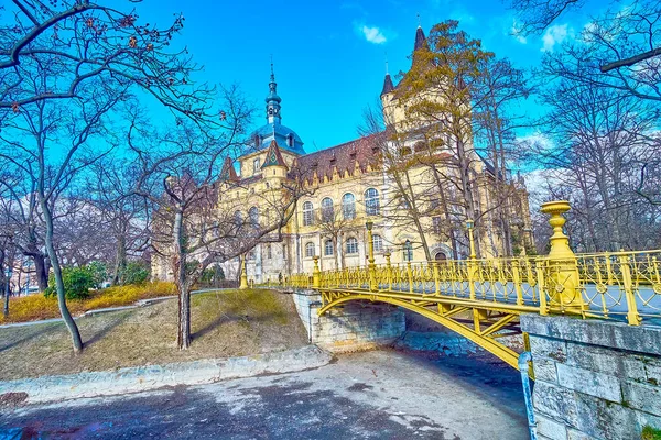 Замок Вайдахуньяд Городском Парке Является Одной Самых Известных Достопримечательностей Будапешта — стоковое фото