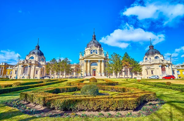 Macaristan Budapeşte Kentindeki Szechenyi Termal Spa Tarihi Binası — Stok fotoğraf