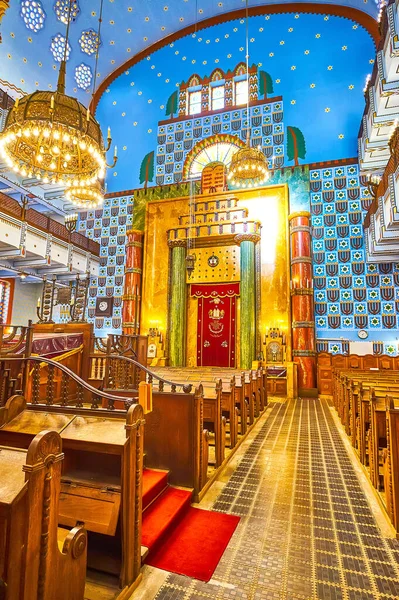 Budapest Węgry Luty 2022 Widok Przez Salę Synagogi Przy Ulicy — Zdjęcie stockowe