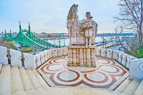 Macaristan Budapeşte Kentindeki Gellert Tepesi Perspektifinde Yer Alan Aziz Stephen — Stok fotoğraf