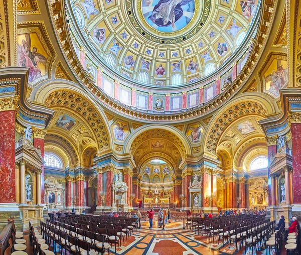 Budapest Hungary Feb 2022 Великий Неокласичний Молитовний Зал Собору Святого — стокове фото