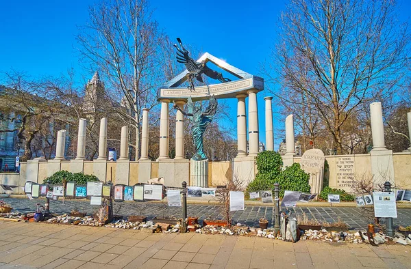 Budapest Hungary Feb 2022 Modern Memorial German Occupation Victims Located — Stock Photo, Image