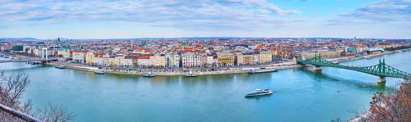 Top Panorama Van Gellert Hill Met Uitzicht Donau Pest District — Stockfoto