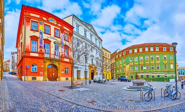 Brno Czech Republic March 2022 Colorful Historic Buildings Zelny Trh — Stock Photo, Image