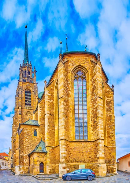 Látványos Szent Péter Pál Székesegyház Neogótikus Stílusban Brnóban Csehországban — Stock Fotó