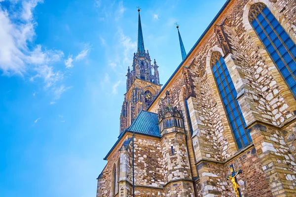 Cathedral Saints Peter Paul Egy Gyöngyszem Morva Középkori Építészet Brno — Stock Fotó