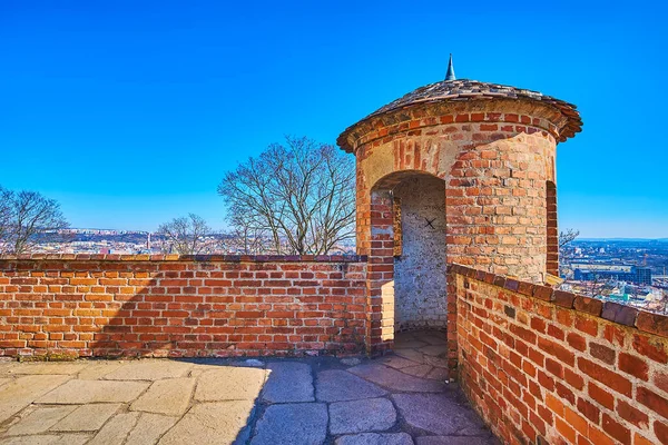 Torre Defensiva Esquina Pared Del Castillo Medieval Spilberk Brno República —  Fotos de Stock