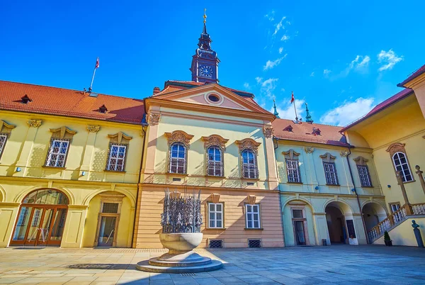 Nieuw Gemeentehuis Van Brno Zijn Fontein Hofhouding Tsjechië — Stockfoto