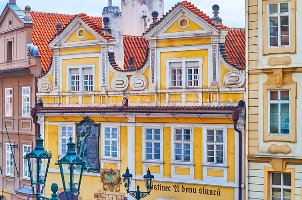 Prague Cazech Republic March 2022 Details Richly Decorated Pediment Old — Stock Photo, Image