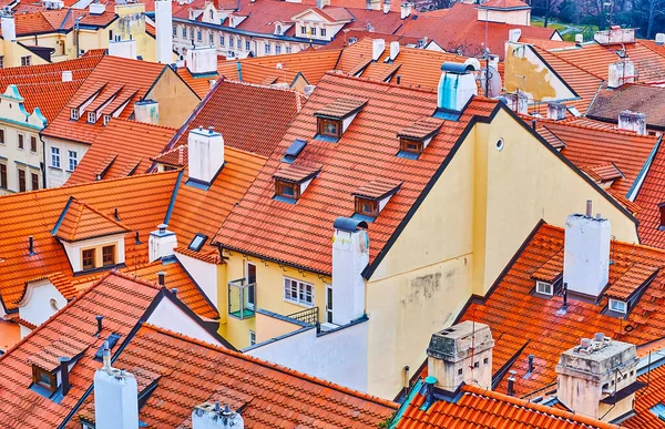 Dense Housing Lesser Quarter Mala Strana View Old Tile Red — Stock Photo, Image