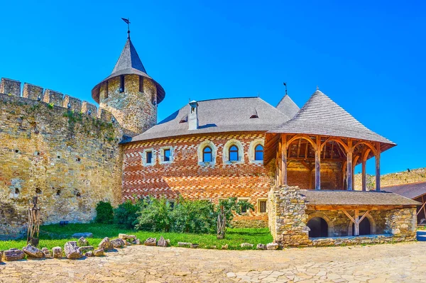 Medieval Gothic Princely Palace Courtyard Khotyn Fortress Ukraine — Stockfoto