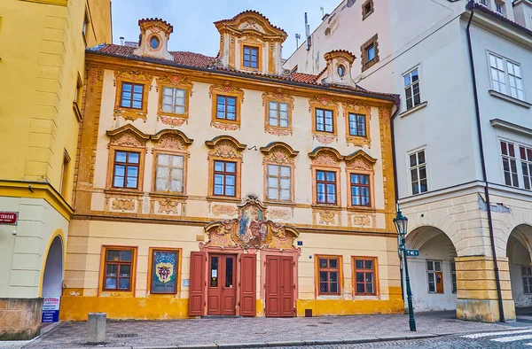 Prague Czech Republic March 2022 Ornate Baroque Decors Historic House — Stock Photo, Image