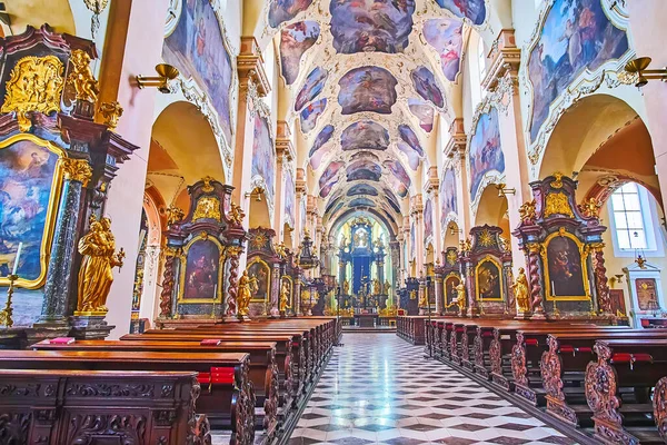 Prague Czech Republic March 2022 Basilica Assumption Our Lady Interior — стокове фото