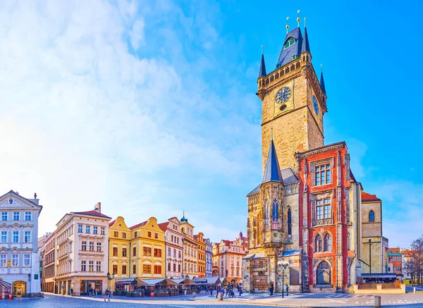 Panorama Architectural Ensemble Old Town Square Ornate Townhouses Gothic Old — ストック写真