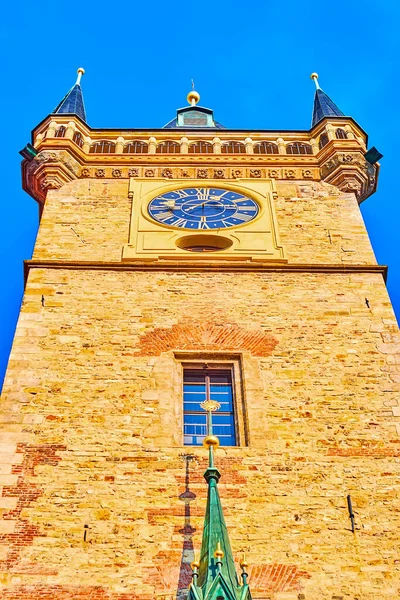 Medieval Stone Clocktower Old Town Hall Old Town Square Stare — Fotografia de Stock