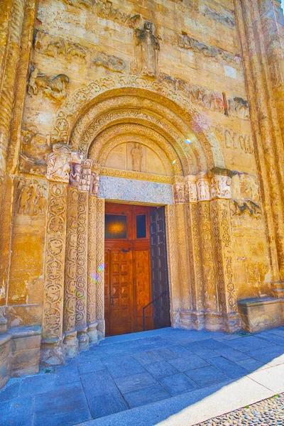 Main Entrance Portal San Michele Maggiore Church Carved Stone Decorations — Fotografia de Stock