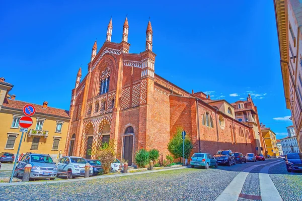 Pavia Italy April 2022 Great Contrast Facade Medieval Church San — Fotografia de Stock