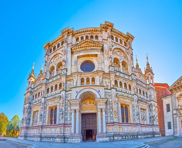 Certosa Pavia Manastırı Nın Ana Giriş Kapısı Olan Cephenin Panoraması — Stok fotoğraf