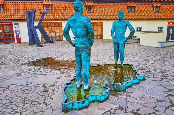 Prague Czech Republic March 2022 Unique Piss Statue David Cerny — Foto Stock