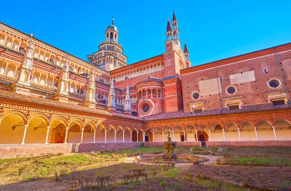 Cathedral Its Outstanding Decorations Small Cloister Certosa Pavia Monastery Italy — Stock Photo, Image