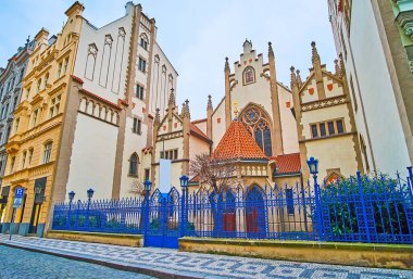 The Neo-Gothic facade of Maisel Synagogue (Maiselova Synagoga), located in Josefov (Jewish quarter), Prague, Cazech Republic