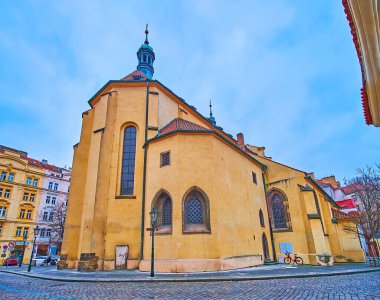 The apse of historic St Castulus (Sv Hastala) Church, located on Hastalske Square in Old Town, Prague, Czech Republic
