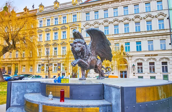Prague Τσεχικη Δημοκρατια Μαρτιου 2022 Μνημείο Του Φτερωτού Λιονταριού Στο — Φωτογραφία Αρχείου