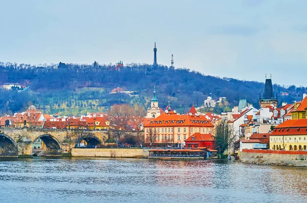 Mala Strana Lesser Quarter Housing Foot Petrin Hill Topped Petrin — Foto de Stock