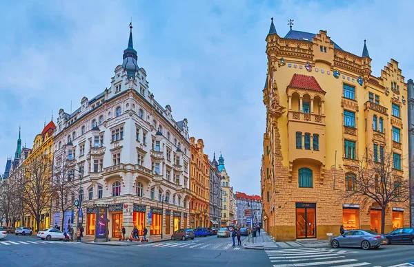 Prague Czech Republic March 2022 Panorama Parizska Street Ornate Mansions — Photo