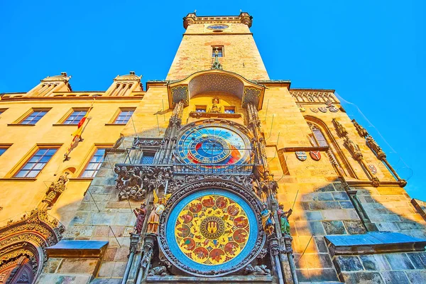 Medieval Prague Orloj Astronomical Clock Wal Old Town Hall Tower — Stok fotoğraf