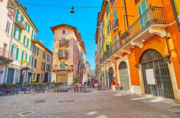 Old Narrow Vicolo Due Torri Street Colored Houses Small Outdoor — Photo