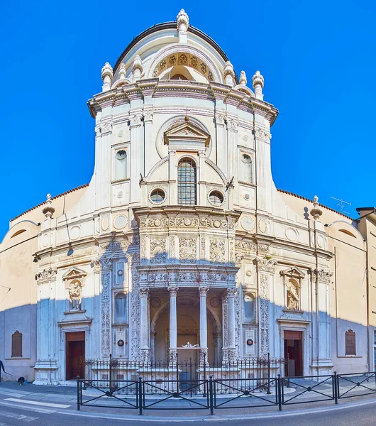 Panoramic Facade Santa Maria Dei Miracoli Church Decorated Stone Carvings — Fotografia de Stock