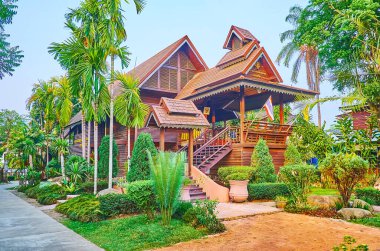 The wooden building of Provincial Court in Pai, Thailand
