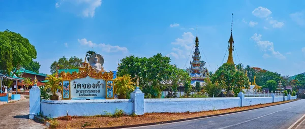 Historic Wat Chong Kham and Wat Chong Klang Temples, located on the lake bank in Mae Hong Son, Thailand