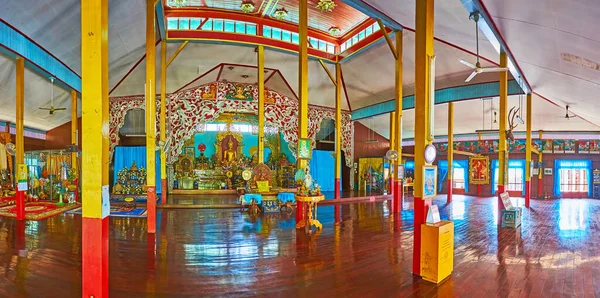 Mae Hong Son Thailand May 2019 Panoramic Interior Vintage Viharn — Photo