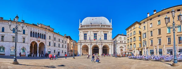 Brescia Italy April 2022 Panorama Historic Loggia Square Medieval Palazzo — Stockfoto