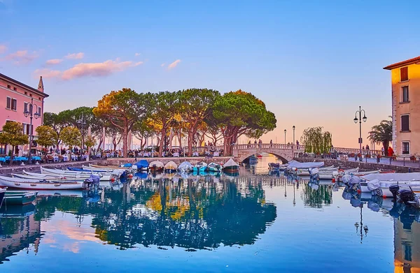 Bright Sky Porto Vecchio Port Small Boats Outdoor Restaurants Port — Foto de Stock