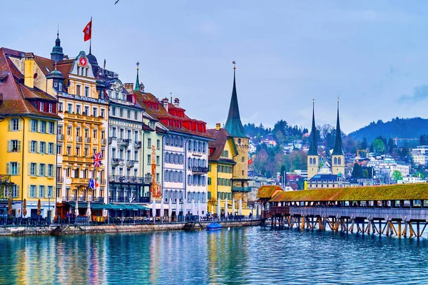 Lucerne Switzerland March 2022 Altstadt Oldest District City Outstanding Medieval Royalty Free Stock Fotografie