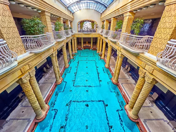 Budapest Hungary Feb 2022 Main Bath Hall Gellert Thermal Baths — Stock Photo, Image