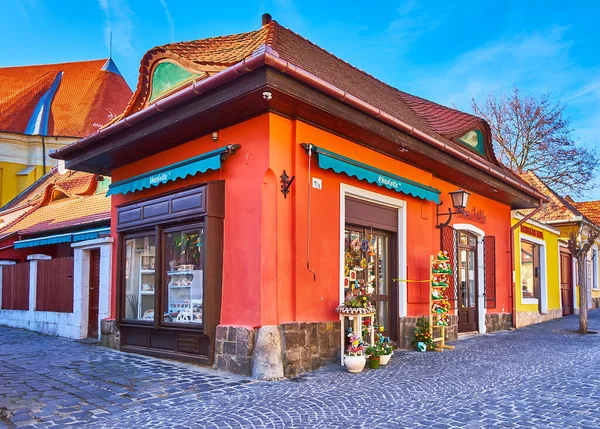 Szentendre Hongarije Feb 2022 Het Gekleurde Gebouw Van Toeristenwinkel Aan — Stockfoto