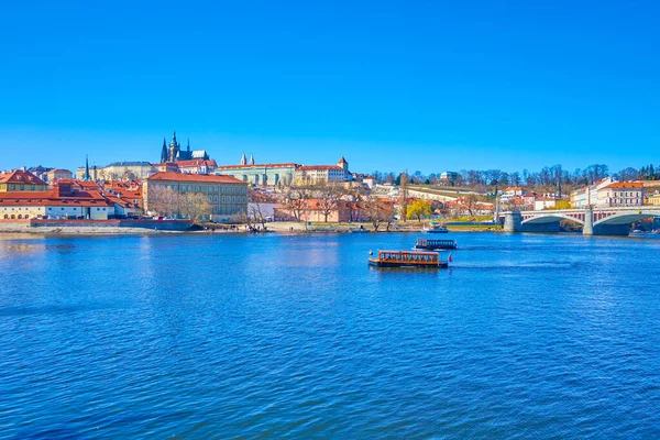 Vltava River Tourist Boats Mala Strana District Its Landmarks Prague — Stock Photo, Image