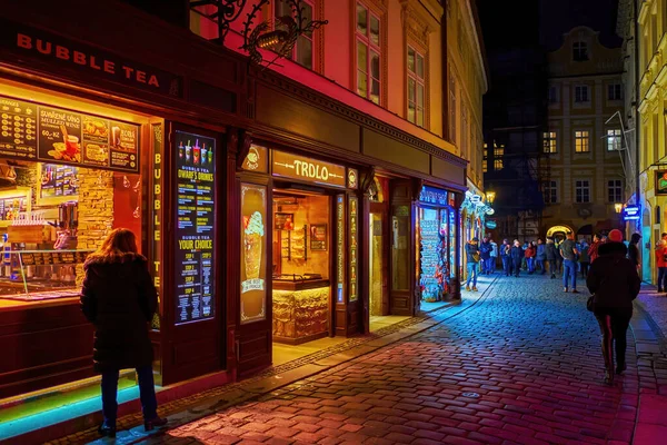 Prague République Tchèque Mars 2022 Nombreux Restaurants Bars Touristiques Situés — Photo