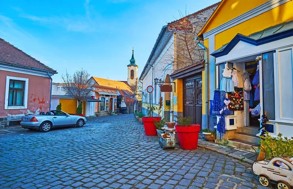 Die Kleinen Historischen Häuser Der Alkotmany Street Szentendre Ungarn — Stockfoto
