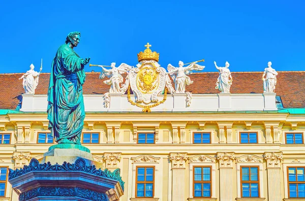 Das Denkmal Für Kaiser Franz Mit Fassade Des Reichskanzlei Flügels — Stockfoto