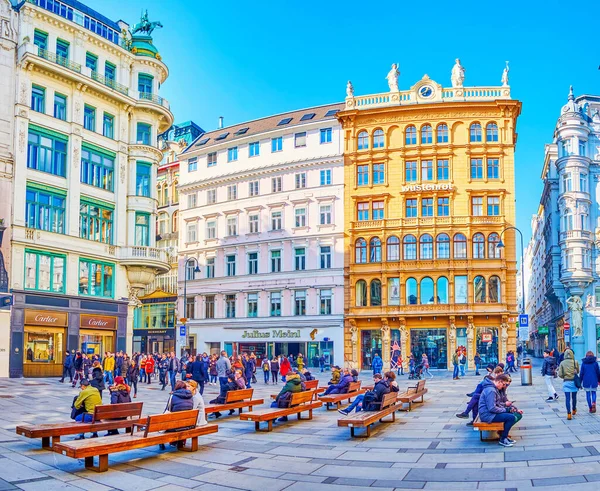 Vienna Austria Şubat 2019 Graben Caddesi Nin Ortasındaki Popüler Dinlenme — Stok fotoğraf