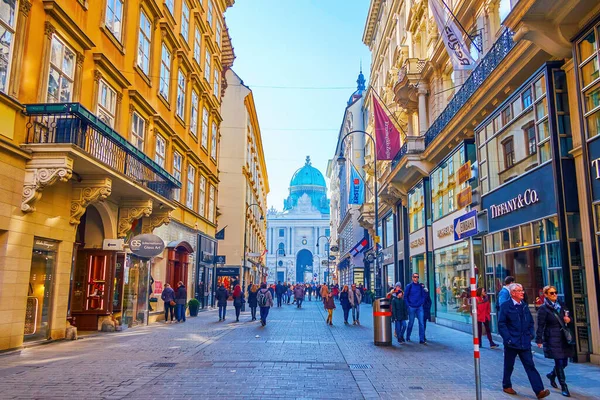 Vienna Austria February 2019 Kohlmarkt Narrow Pedestrian Street Cental District — Stock Photo, Image