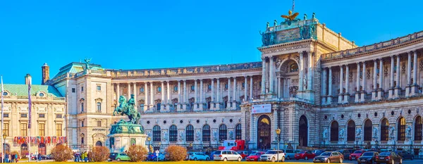 Βιεννα Αυστρια Φεβρουαριου 2019 Παλάτι Του Χόφμπουργκ Περίφημο Μπαλκόνι Και — Φωτογραφία Αρχείου
