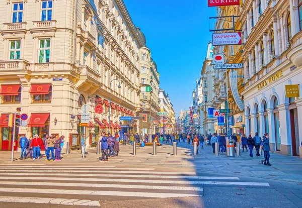 Vienna Oostenrijk Februari 2019 Karntner Strasse Voetgangersstraat Een Van Drukste — Stockfoto