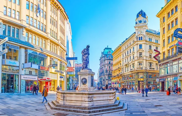 Vienna Austria Febbraio 2019 Panorama Graben Con Edifici Storici Fontana — Foto Stock