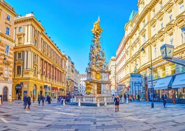 Vienna Αυστρια Φεβρουαριου 2019 Πανώλη Στήλη Στη Μέση Της Οδού — Φωτογραφία Αρχείου